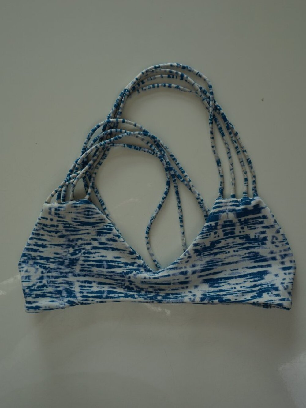 MIKOH XS Blue Abstract Racerback Strappy Swim Top